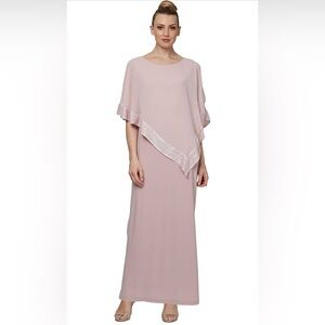 SLNY Asymmetrical Cape Dress